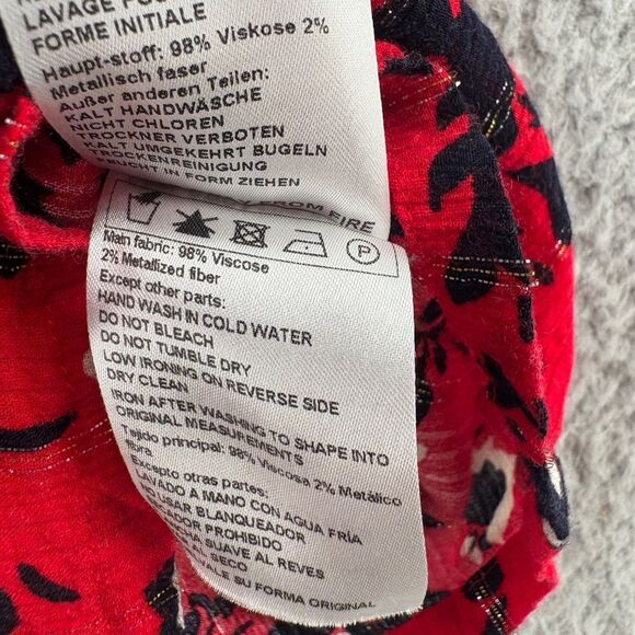BA&SH Womens Blouse Top Floral Short Sleeve Red Black Size 4 Early Shirt - Picture 10 of 11
